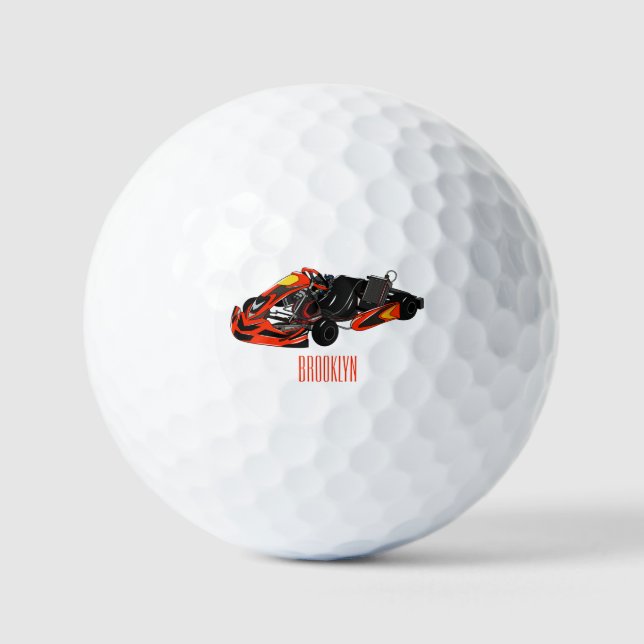 Kart racing Cartoon Illustration Golfball (Vorderseite)