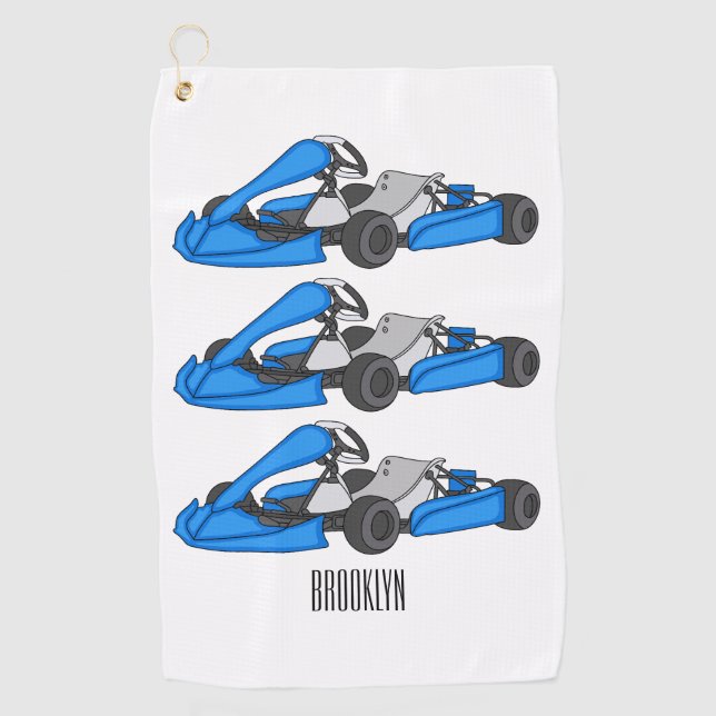 Kart racing Cartoon Illustration Golfhandtuch (Vorderseite)