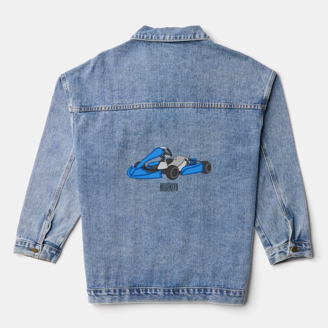 Kart racing Cartoon Illustration Jeansjacke (Rückseite)