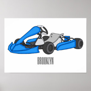 Kart racing Cartoon Illustration Poster