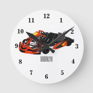 Kart racing Cartoon Illustration Runde Wanduhr