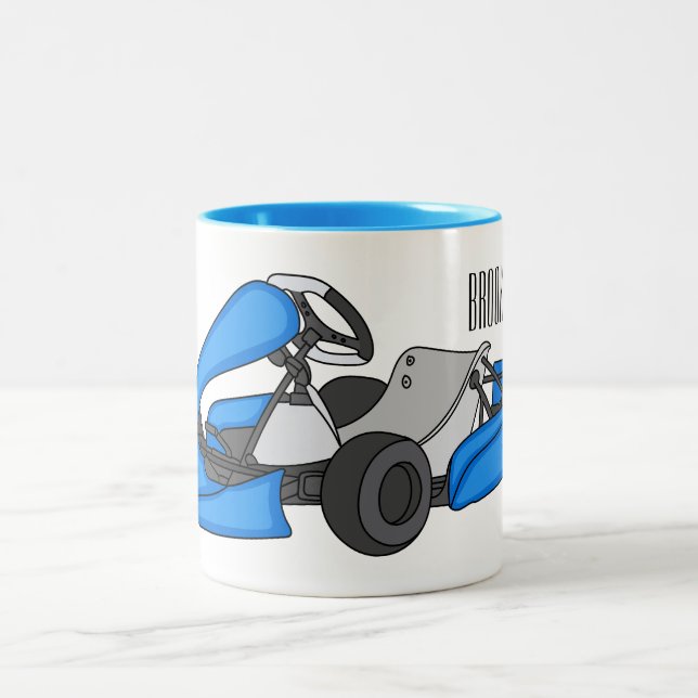 Kart racing Cartoon Illustration Zweifarbige Tasse (Mittel)