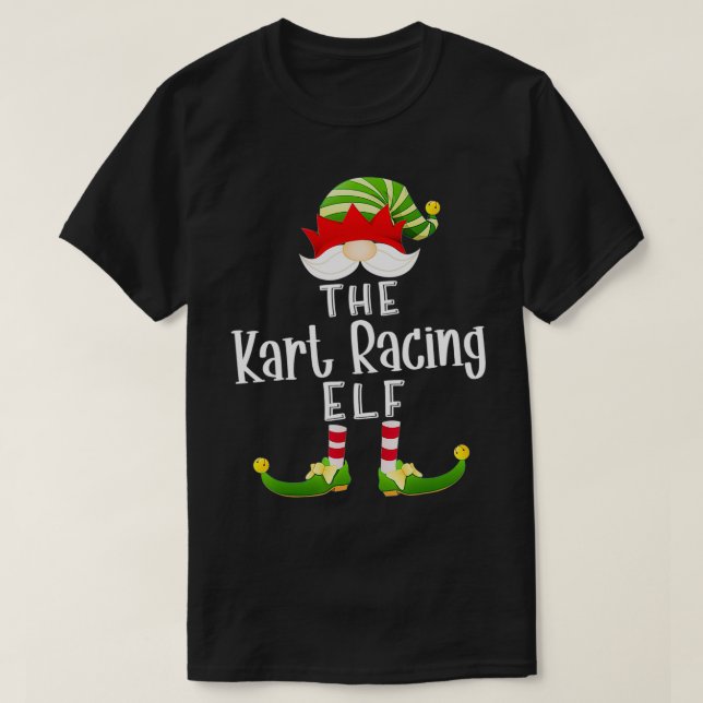 Kart Racing Elf Group Weihnachts Funny Pajama Part T-Shirt (Design vorne)