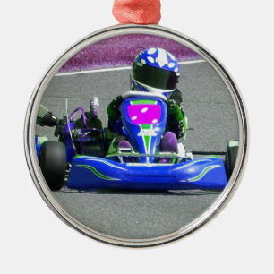 Kart Rennläufer umgekehrte Farbe Silbernes Ornament