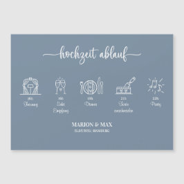 Kärtchen Ablauf Hochzeit Dusty Blue 01 Magnetkarte