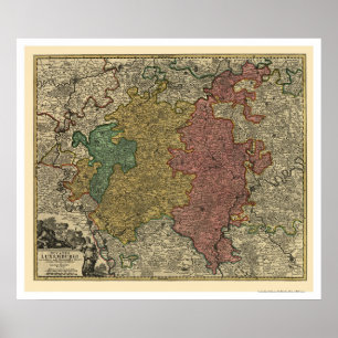 Karte 1712 Luxemburgs Europa Poster
