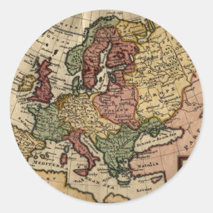 Karte 1721 von Europa Runder Aufkleber