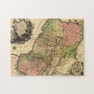 Karte 1759 von altem Israel mit den 12 Stämmen Puzzle
