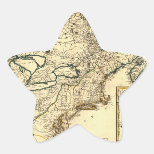 Karte 1778 von Kanada und von Vereinigten Staaten Stern-Aufkleber