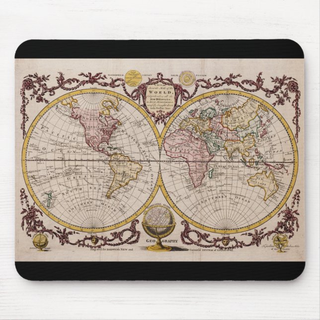 Karte 1782 der Welt durch George Augustus Baldwyn Mousepad (Vorne)