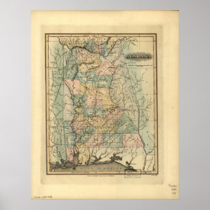 Karte 1826 von Alabama Poster