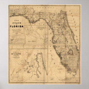 Karte 1846 von Florida Poster
