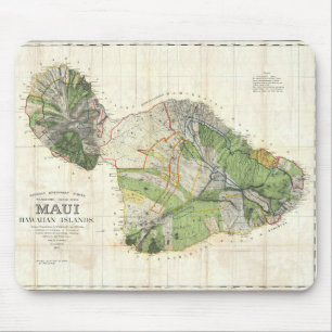 Karte 1885 De Witt Alexander von Maui, Hawaii Mousepad