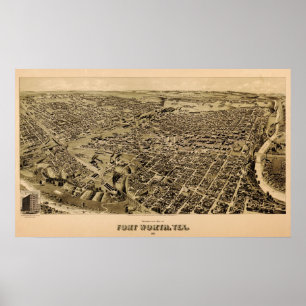 Karte 1891 von Fort Worth, Texas Poster