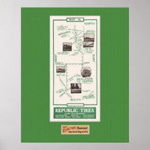 Karte 1914, Redlands to Perris Poster