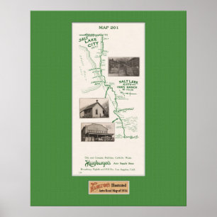 Karte 1914, Salt Lake City und Orr's Ranch Poster