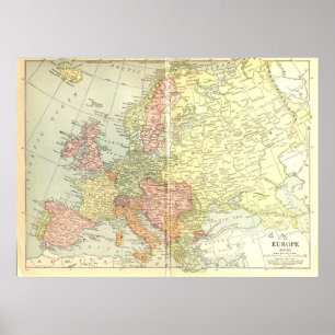 Karte 1914 von Europa Poster