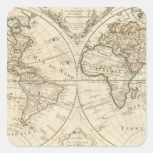 Karte 2 quadratischer aufkleber