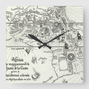 Karte Afrikas 1500 Quadratische Wanduhr