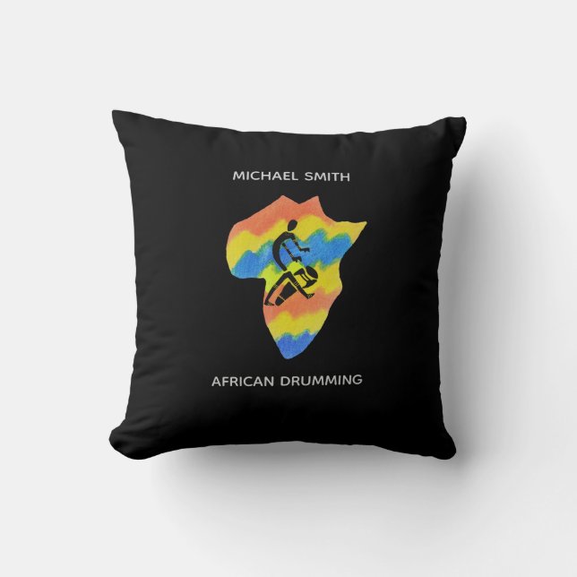 Karte Afrikas Form und afrikanische Drumming Kissen (Vorderseite)