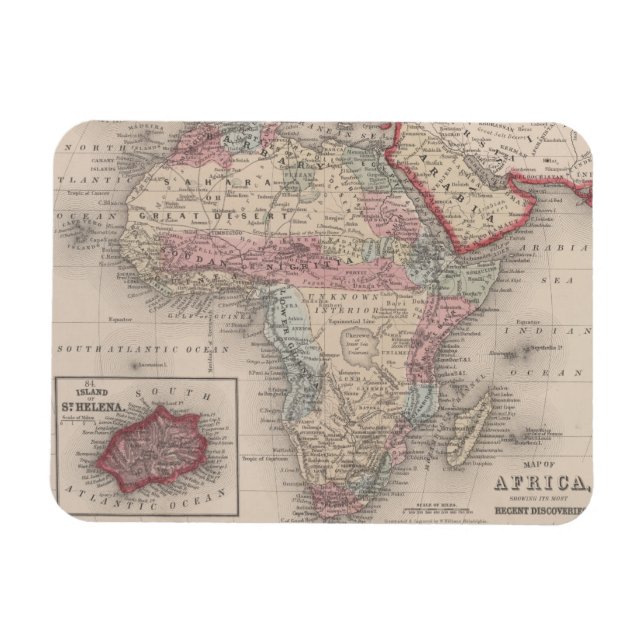 Karte Afrikas mit St Helena Magnet (Horizontal)