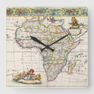 Karte Afrikas   Nova Africa Quadratische Wanduhr