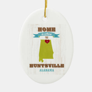 Karte Alabamas, Huntsville - Zuhause ist wo Keramik Ornament