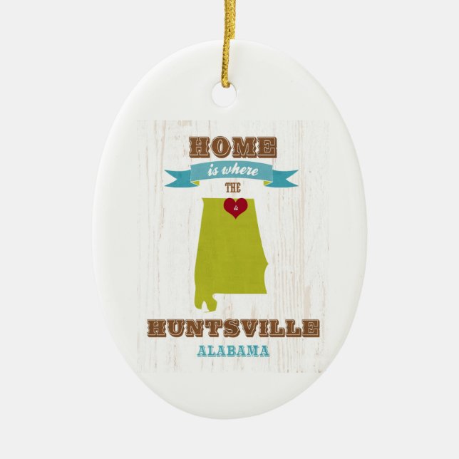 Karte Alabamas, Huntsville - Zuhause ist wo Keramik Ornament (Vorne)