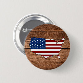 Karte Amerika Flagge Amerikas Holzkunst Button