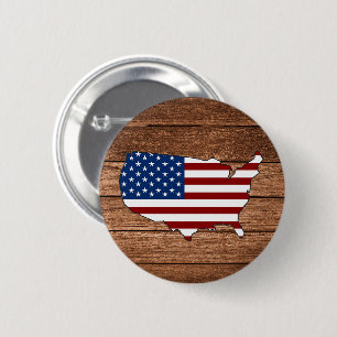 Karte Amerika Flagge Amerikas Holzkunst Button