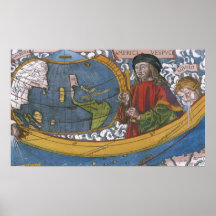 Karte Amerikas mit Explorer Amerigo Vespucci