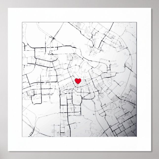 Karte Amsterdam, Niederlande Modernes Elegantes Ge Foliendrucke (Vorderseite)