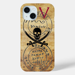 KARTE "ANTIQUE PIRATES", KARTE "SKULL" UND SCHWERT iPhone 15 HÜLLE