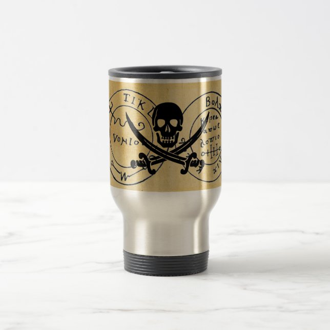 KARTE "ANTIQUE PIRATES", KARTE "SKULL" UND SCHWERT REISEBECHER (Mittel)