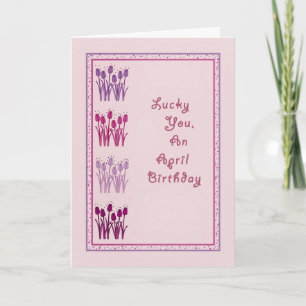 Karte, April Geburtstag mit Tulpen Rosa Karte