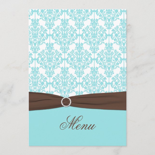 Karte Aqua Blue, Brown, White Damask (Vorderseite)