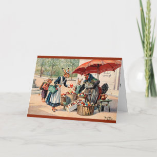 Karte Arthurs Thiele Ostern - Häschen am Ei-Stall