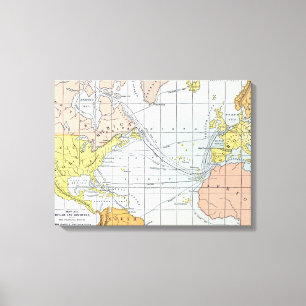 KARTE: ATLANTISCHE REISEN LEINWANDDRUCK