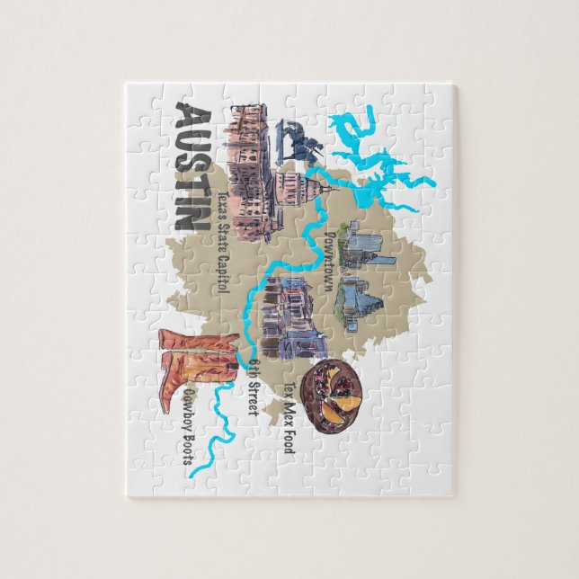 Karte Austins Texas Puzzle (Vertikal)