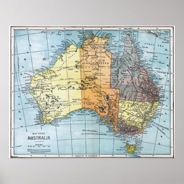 KARTE: AUSTRALIEN, c1890 Poster (Vorne)