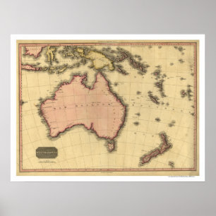 Karte Australiens Asien durch John Pinkerton 1818 Poster
