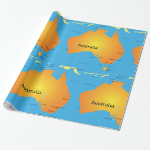 Karte Australiens Geschenkpapier