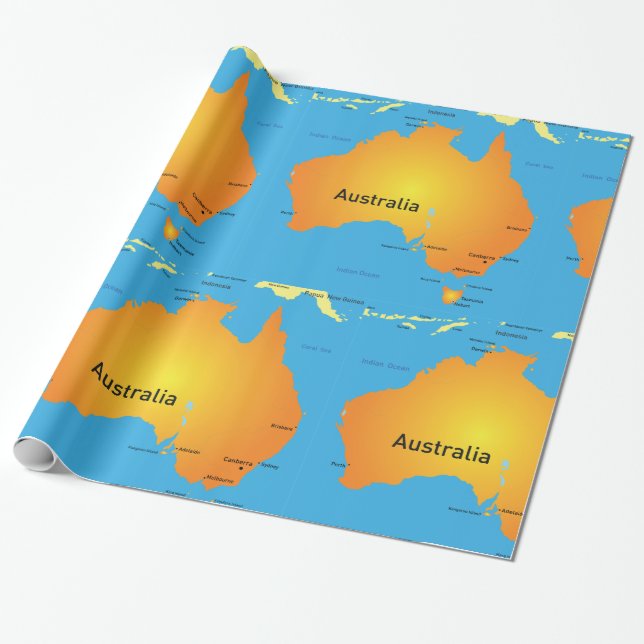 Karte Australiens Geschenkpapier (Ungerollt)