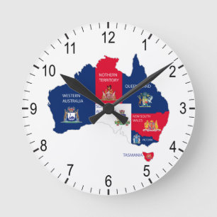 Karte Australiens Runde Wanduhr