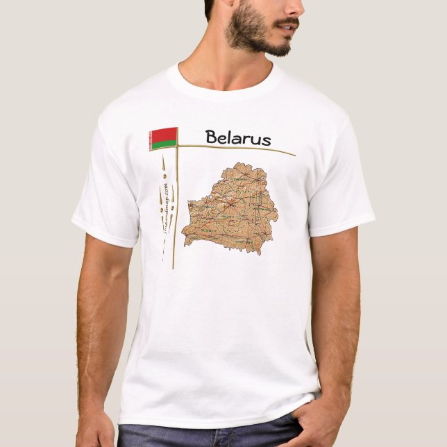 Karte Belarus + Flagge + T - Shirt (Vorderseite)