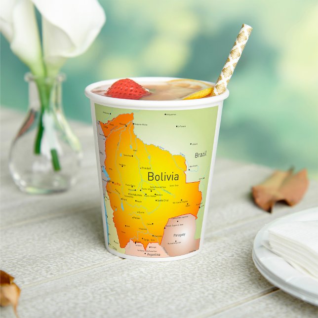 Karte Boliviens mit Städten und Grenzen Pappbecher (Von Creator hochgeladen)