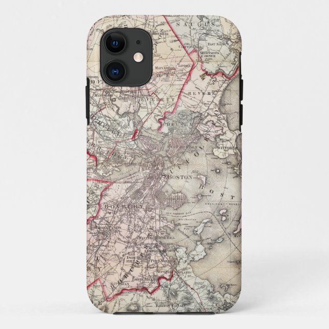 Karte: Boston, 1883 Case-Mate iPhone Hülle (Rückseite)