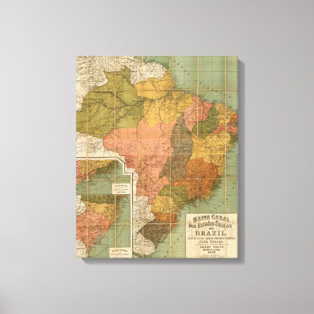 Karte Brasiliens Leinwanddruck (Vorderseite)