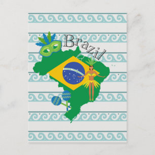 Karte Brasiliens mit brasilianischer Flagge