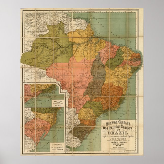 Karte Brasiliens Poster (Vorne)